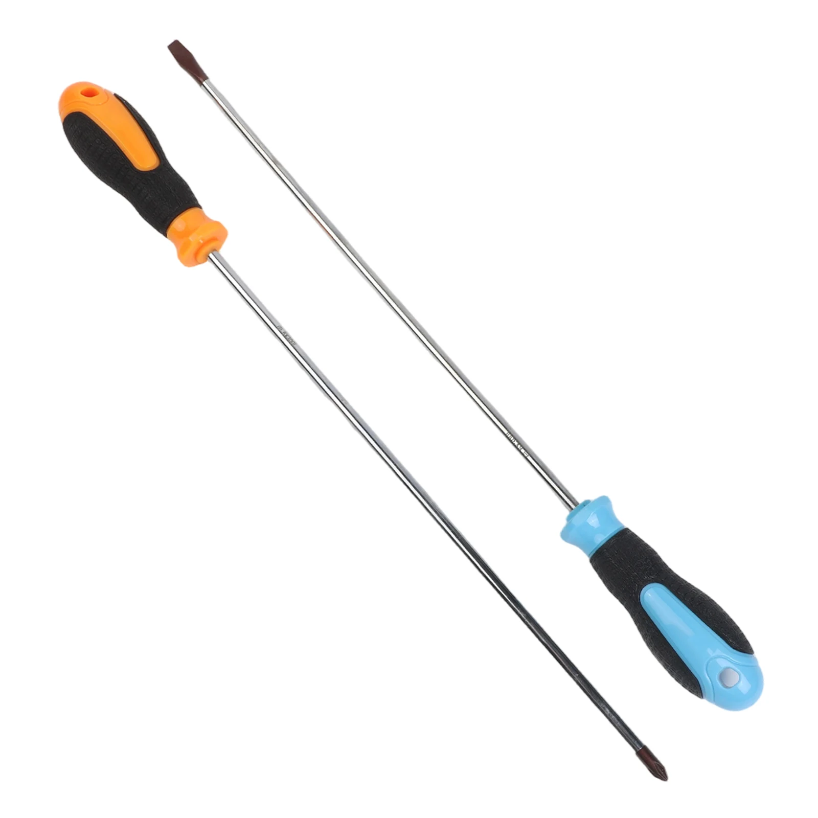 Extra Long Screwdriver Set 400mm Slotted And With Magnetic Tips For Professional DIY Tasks Blue Silver