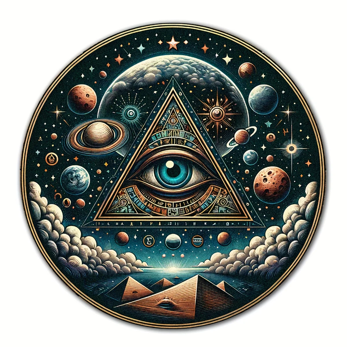 1pc, Illuminati Round Wooden Sign - 8x8 Inch All Seeing Eye Decor for Bedroom, Home Party, Front Door