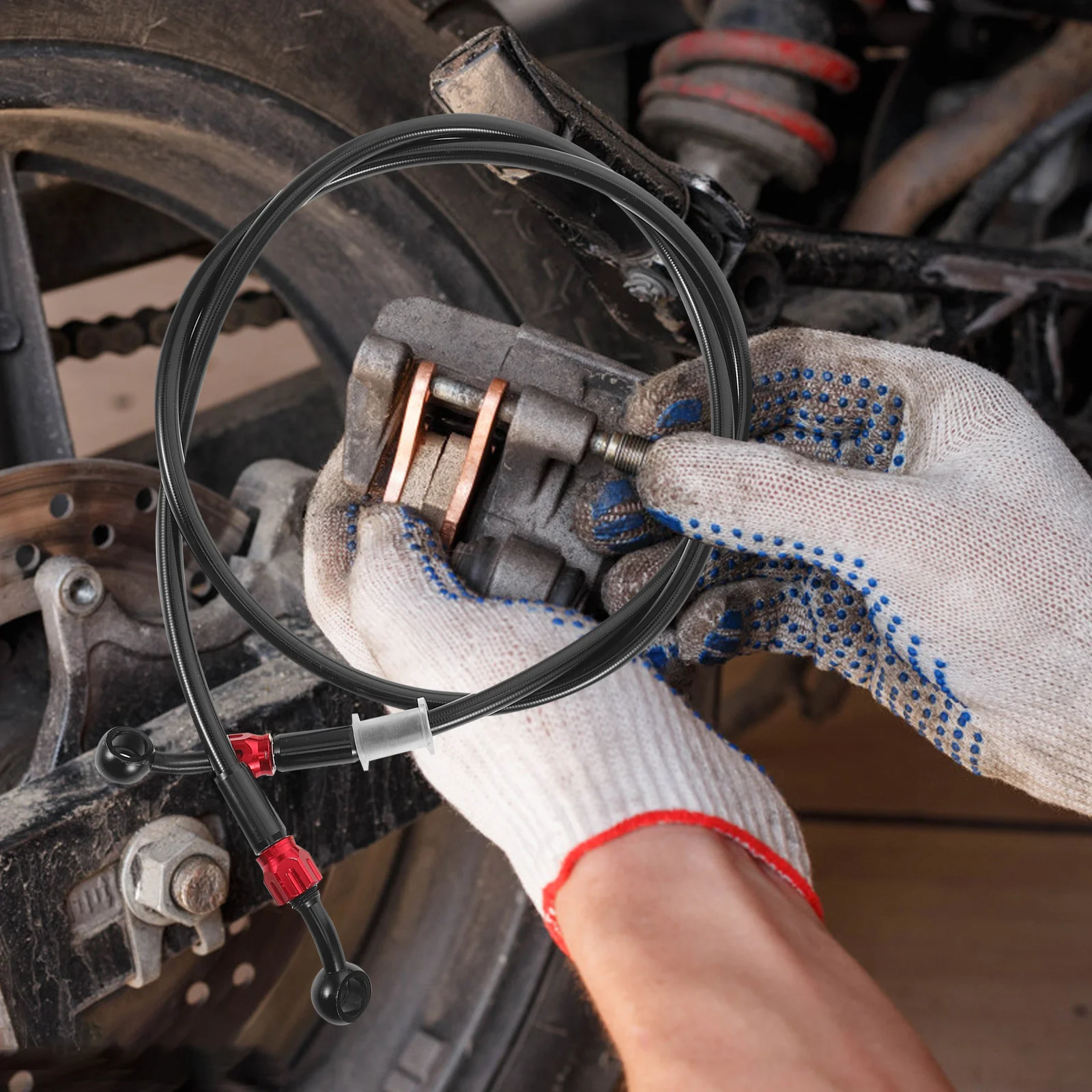 

Motorcycle Brake Hose Line Aluminum Alloy Braided Stainless Steel Hydraulic Performance Universal Fit Front Rear Brake Oil Pipe