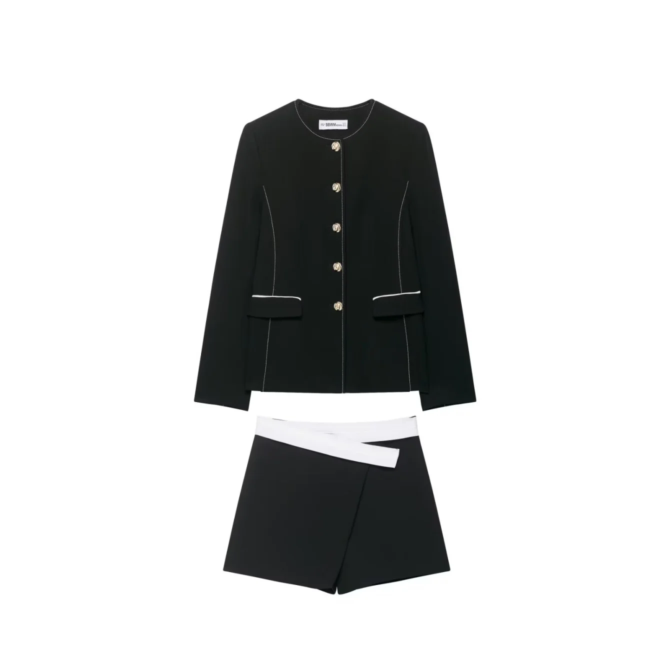 

Элегантный осенне-зимний женский модный комплект OL, однобортный костюм, пальто, лоскутная мини-юбка, шорты, комбинированный комплект для женщин