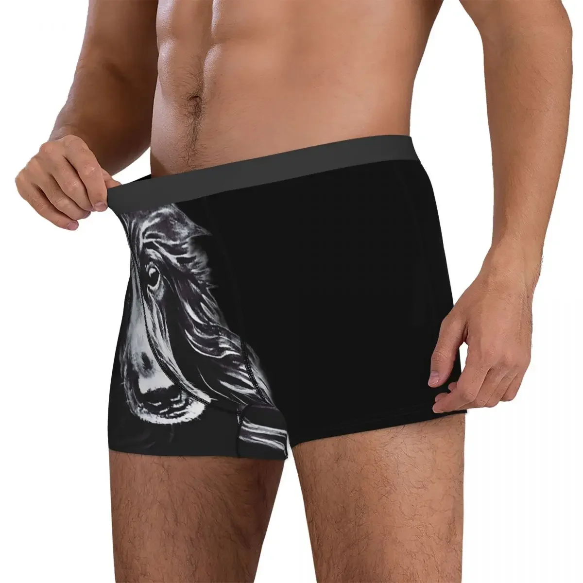 Boxer Underpants Shorts Afghan In Shadows Black Afghan Hound Panties Men Ventilate Underwear for Homme Man Boyfriend Gifts