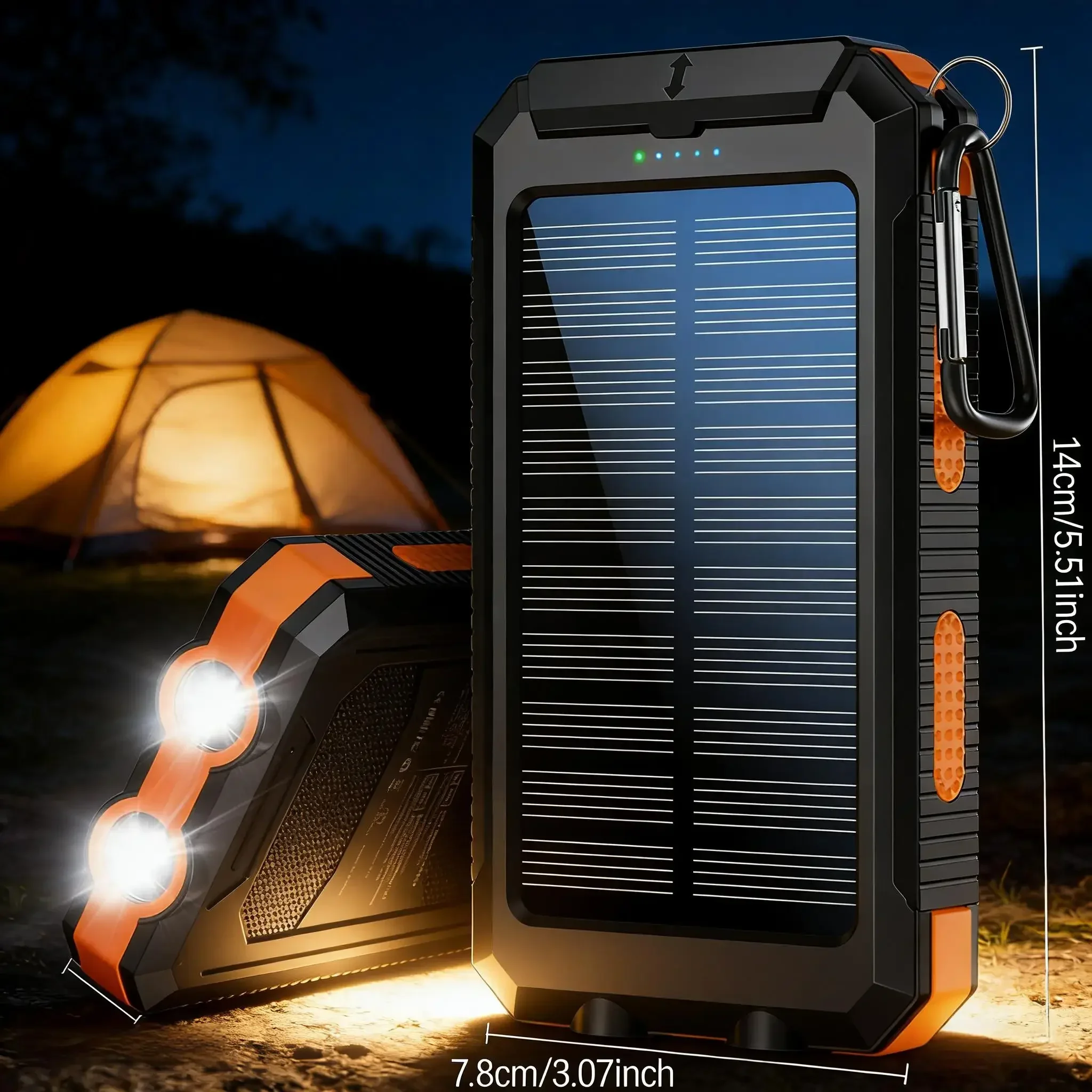 

Портативный многофункциональный аккумулятор на солнечной батарее емкостью 10000 мАч, компас, светодиодный светильник, аварийный светильник для кемпинга на открытом воздухе