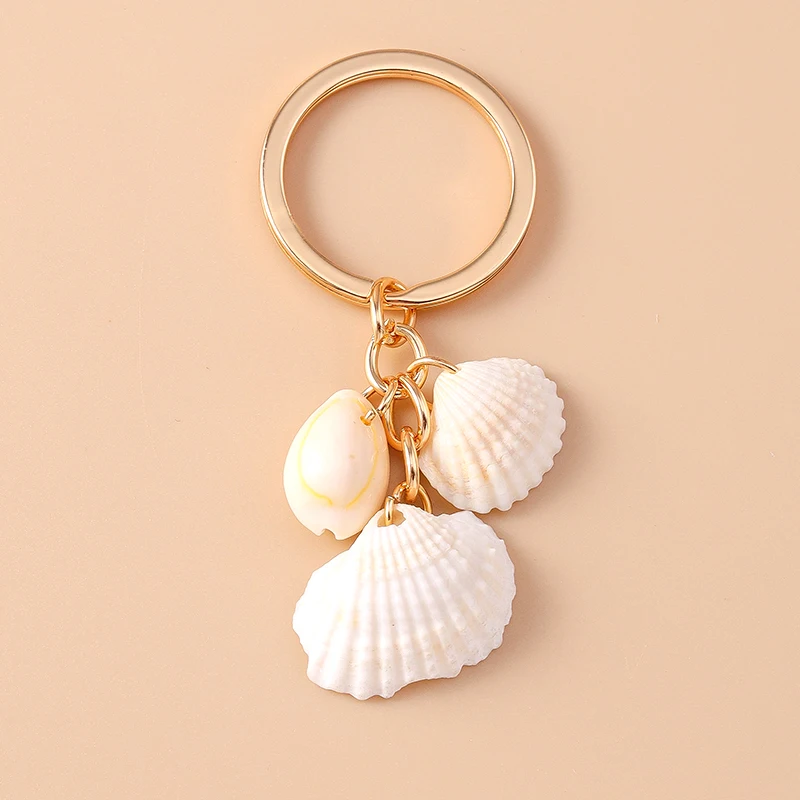 Aihua Mode Y2K Gold Farbe Nette Seestern Perlen Muschel Schlüsselbund Schlüssel Ringe für Männer Frauen Handtasche Anhänger DIY Schmuck Geschenk – Detail 11