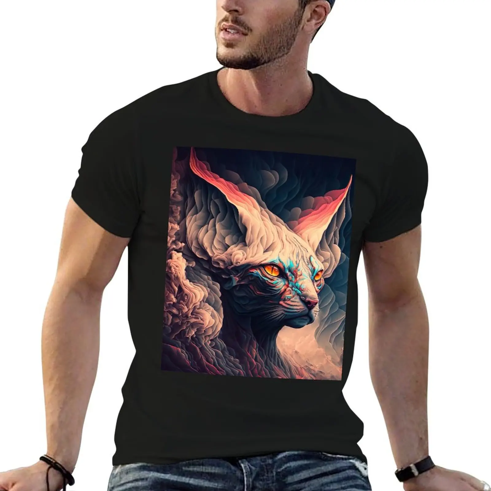 

Sphynx Cat from another dimension T-Shirt valentines clothes funny shirt cotton workout shirts for men