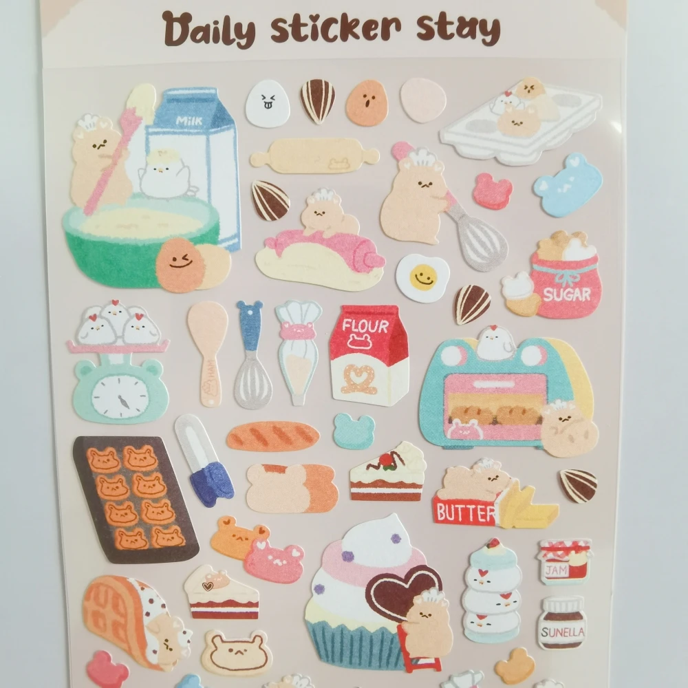 Korean Import Original BONITO Hamster Bakery Cake Desserts Stickers Scrapbooking Diy Journal Diary Cute Stationery Sticker Gift