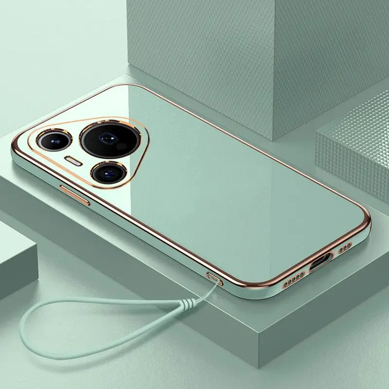 For Huawei Pura 70 Pro + Case Huawei Pura 70 Phone Case Huawei Pura 70 Ultra Cover Luxury Square Plating Shockproof Back Cover