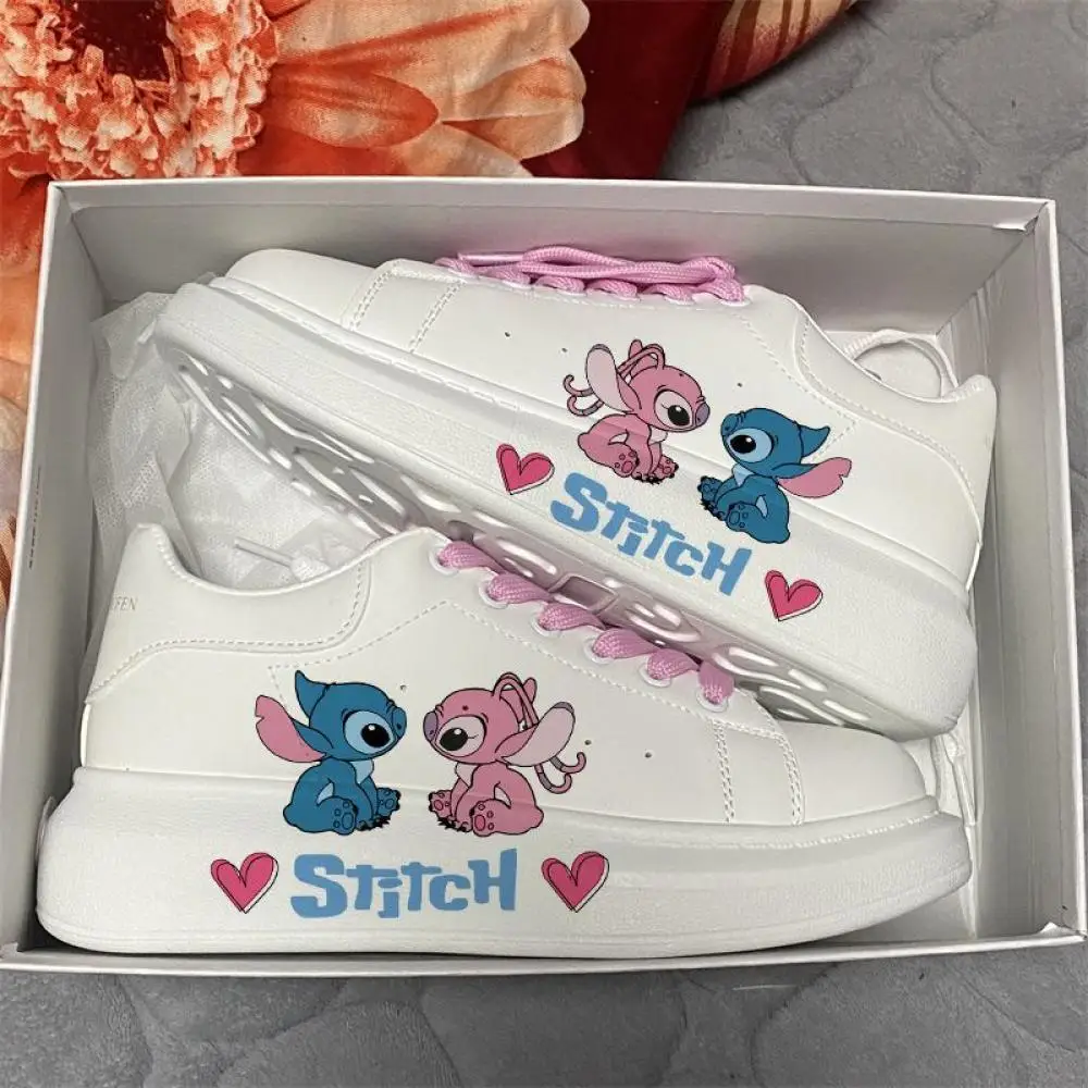 Kawaii Sticth Angle Cartoon Women Platform Sneakers Lace Up Skateboard Flat Outdoor Running Sport Shoe Tennis Walking Sneakers