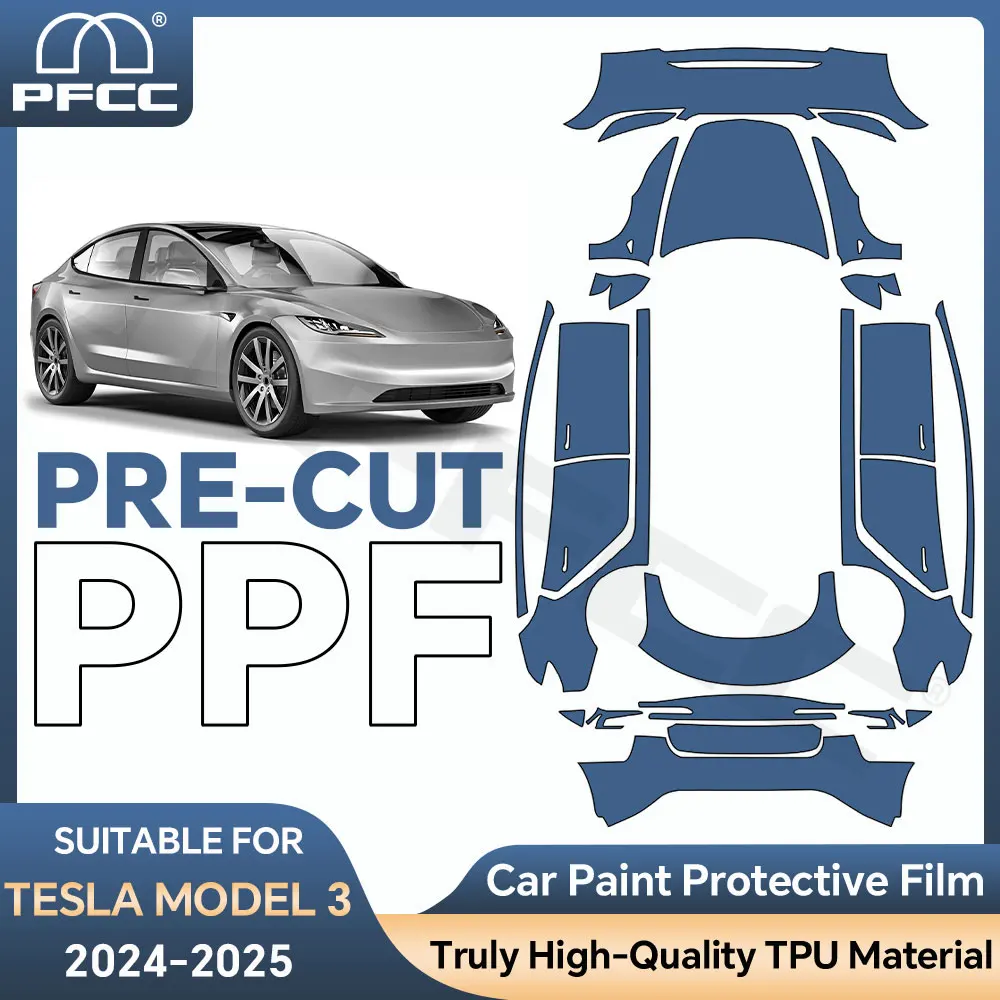 

Для Tesla Model 3 Performance 2024-2025 предварительно вырезанная защитная пленка для краски, полная автомобильная наклейка против царапин, внешняя наклейка из ТПУ PPF