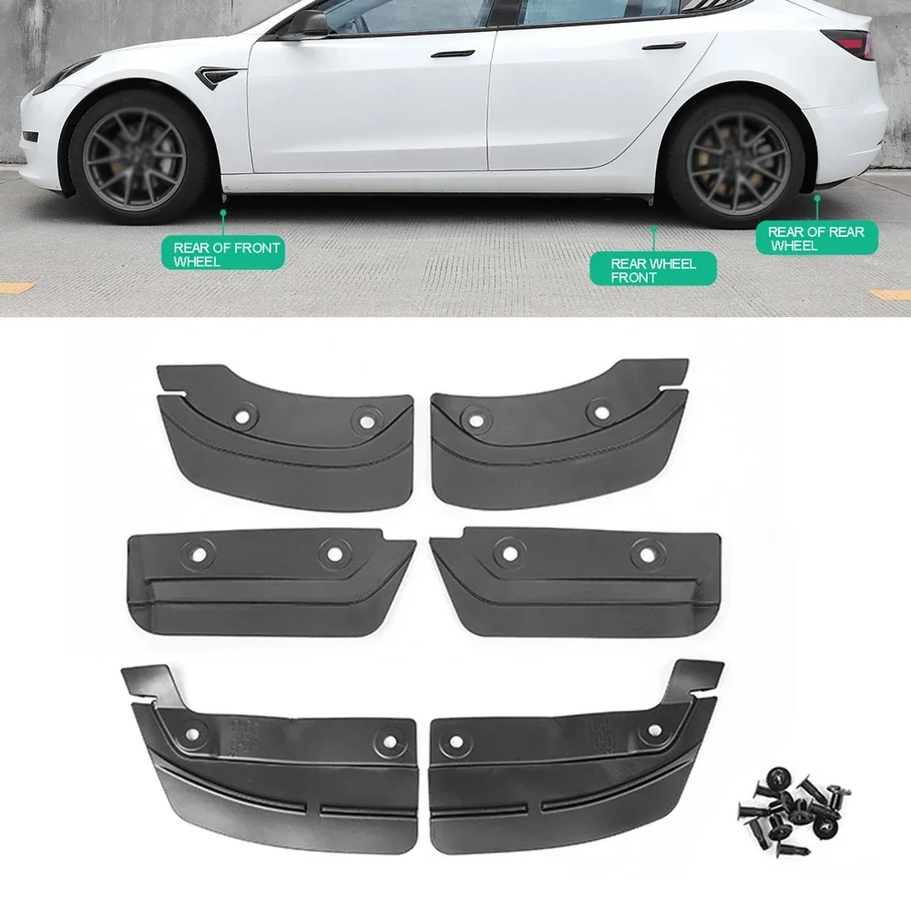 For Tesla Model Y 2019-2023 Front & Rear  Mud Flaps Mudguard Splash Wheel Fender Protective Guards Flares 6Pcs PVC Mudflaps