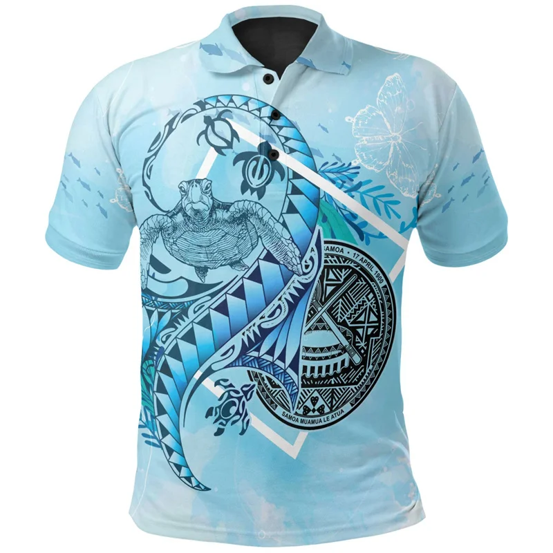 New Summer 3D Print American Samoa Tribal Styles Polo Shirt Polynesian Samoa Coat Of Arms Graphic Polo Shirts For Men Polos Tops