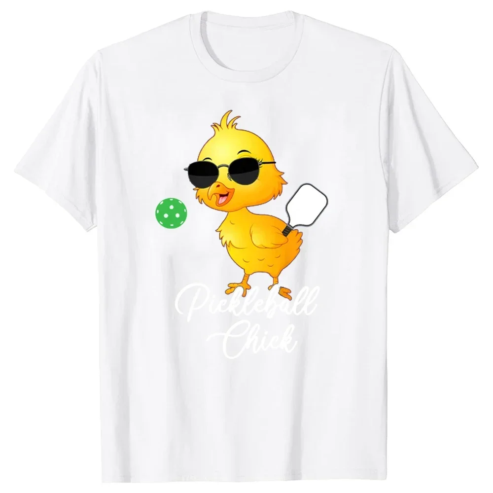 stile manica corta abbigliamento uomo  Divertenti regali di compleanno Pickleball pulcino magliette Graphic Streetwear T-shirt