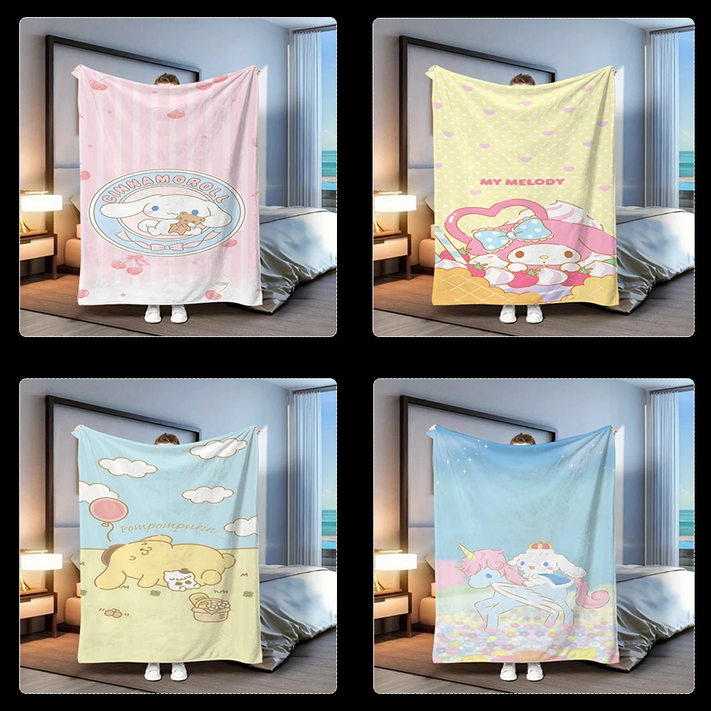

Одеяло с рисунком Cinnamoroll Одеяло для обеденного перерыва, многофункциональное одеяло для гостиной, спальни, кемпинга и путешествий