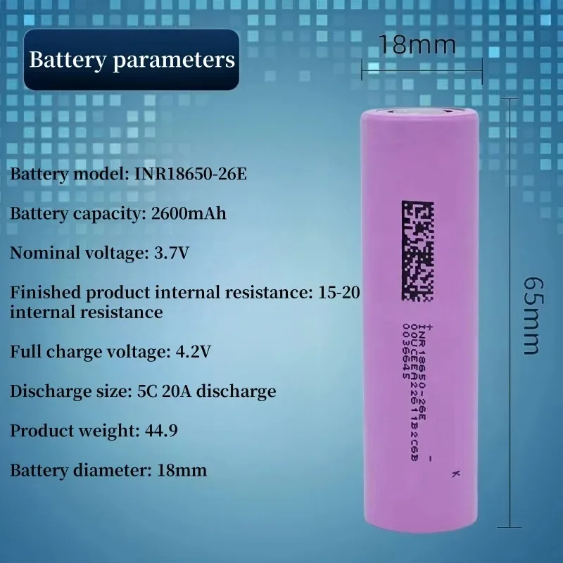 

Factory Direct Sale Brand New A Grade INR 18650-26E Battery 3.7V 2600mAh Rechargeable Lithium Ion Battery 18650 Bulk Sales