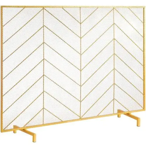 Sturdy Iron Mesh Fireplace Screen - 38.6'' x 29.8'' Fire Safety Guard, Easy Install Free Standing Grate for Home Decor