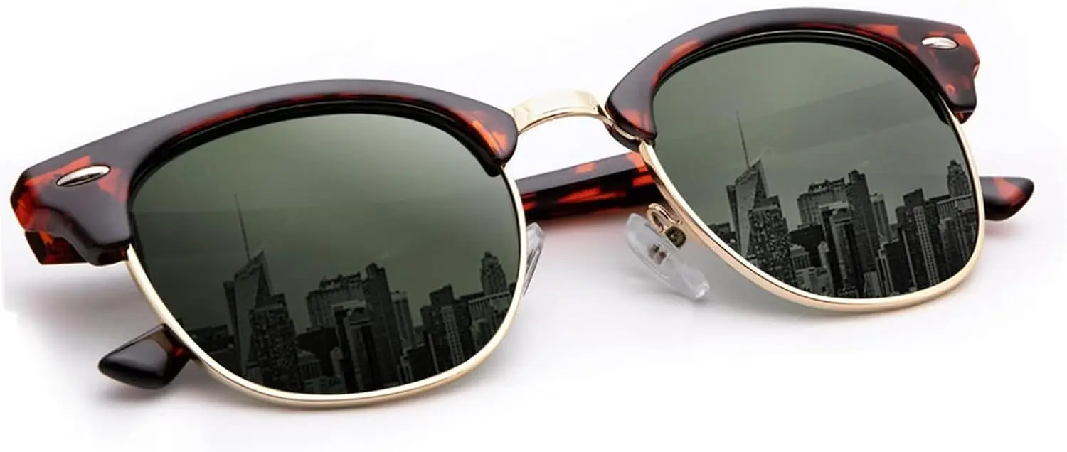 

Солнцезащитные очки для мужчин и женщин, поляризационные, унисекс, с полуоправой, в ретро-стиле, для вождения, с защитой от ультрафиолета