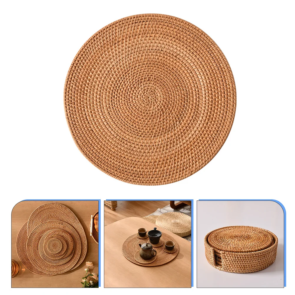 

4 Pcs Vintage Rattan Coasters Dining Room Table Decor Craft Place Mats for Tables