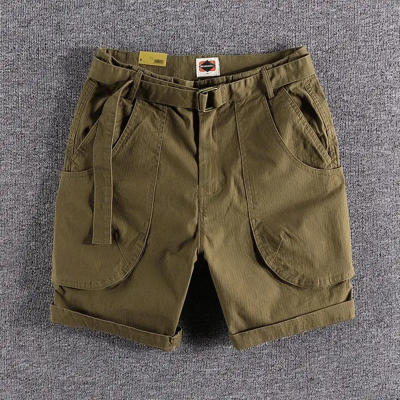 Short Pants for Men Cotton with Pockets Baggy Retro Mens Cargo Shorts Designer Clothes Popular Distressed Elegant Y2k Summer