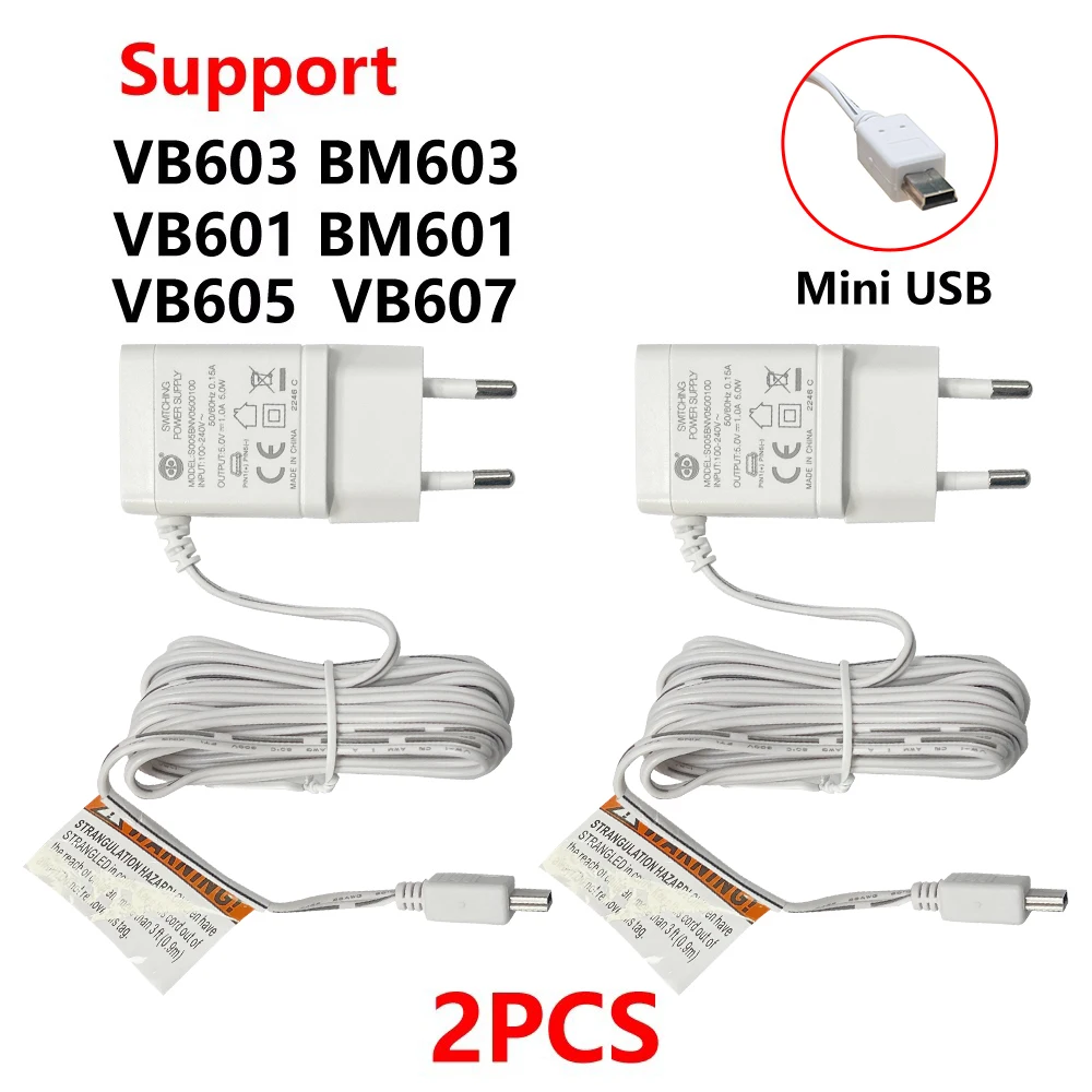 2PCS Original EU Power Adapter Charger DC 5V 1A Mini USB Connector For Baby Monitor Camera VB601 VB603 BM603 VB605 Nanny Camera