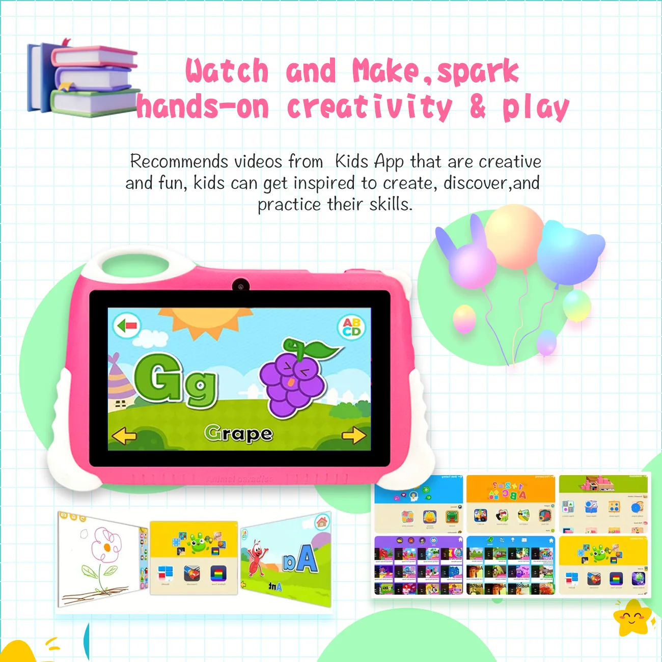 Crianças tablet 7 Polegada 2gb ram 32gb rom com slot expansível proteção software e jogos infantis pré-carregados, presente das crianças