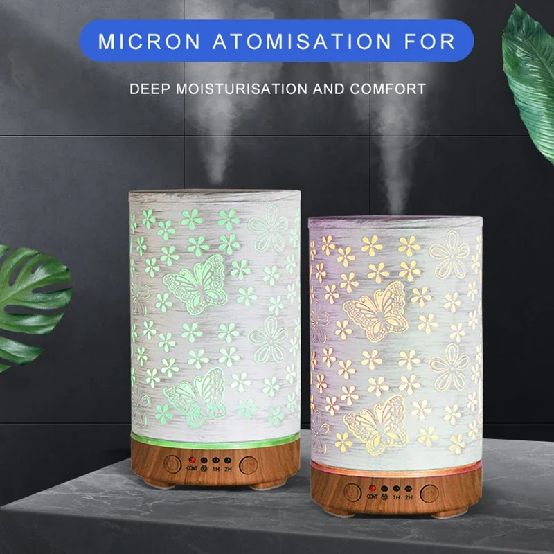 100ML Aroma Oil Diffuser Essential Oil Atomizer Electric Air Butterfly Ultrasonic Humidifier With Colorful LED Night Lamp Light