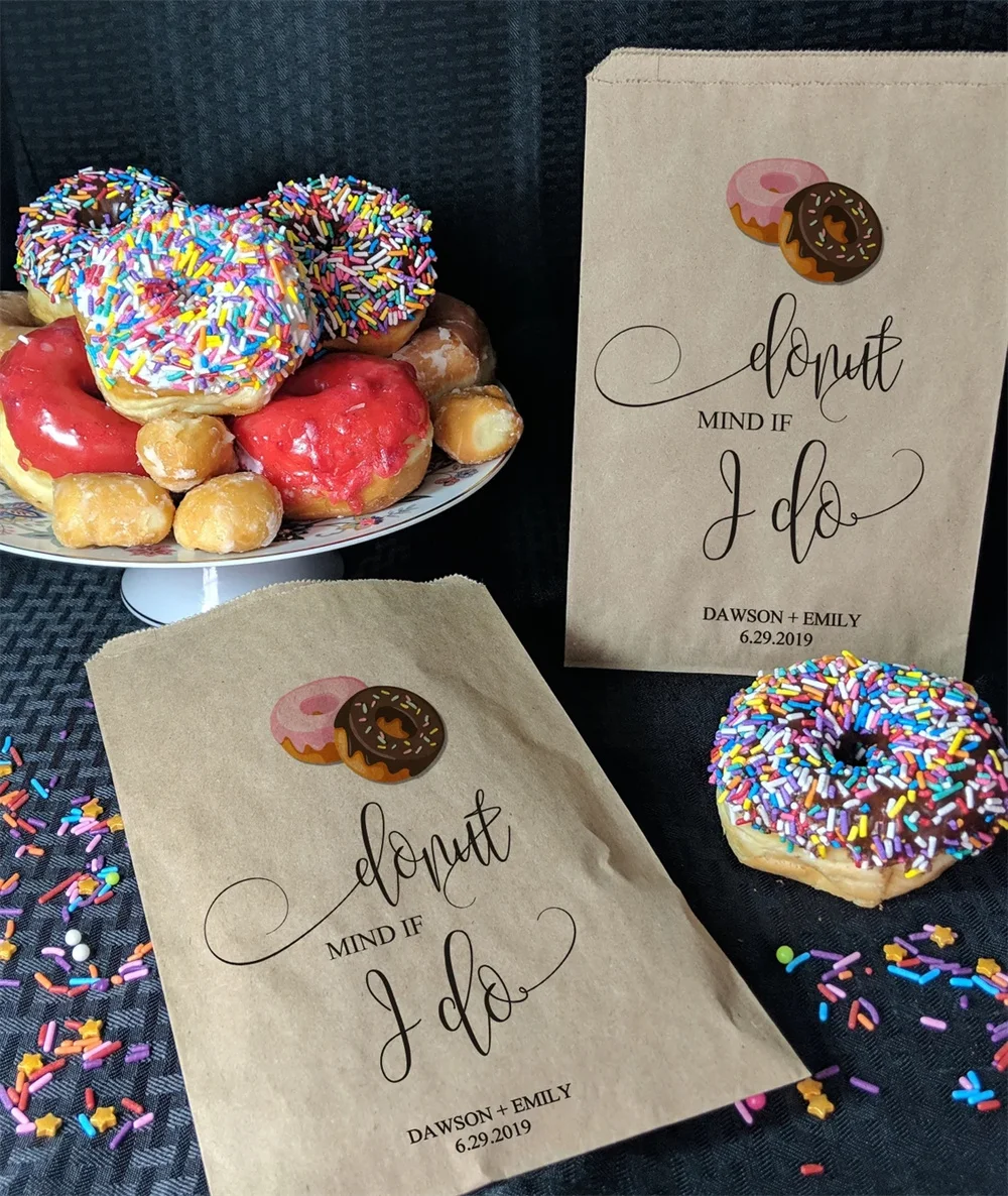 25pcs Wedding Donut Bags, Favor bags, Donut Mind if I do, Wedding Favor Bags, Donut Wall Bags, Wedding donut bar