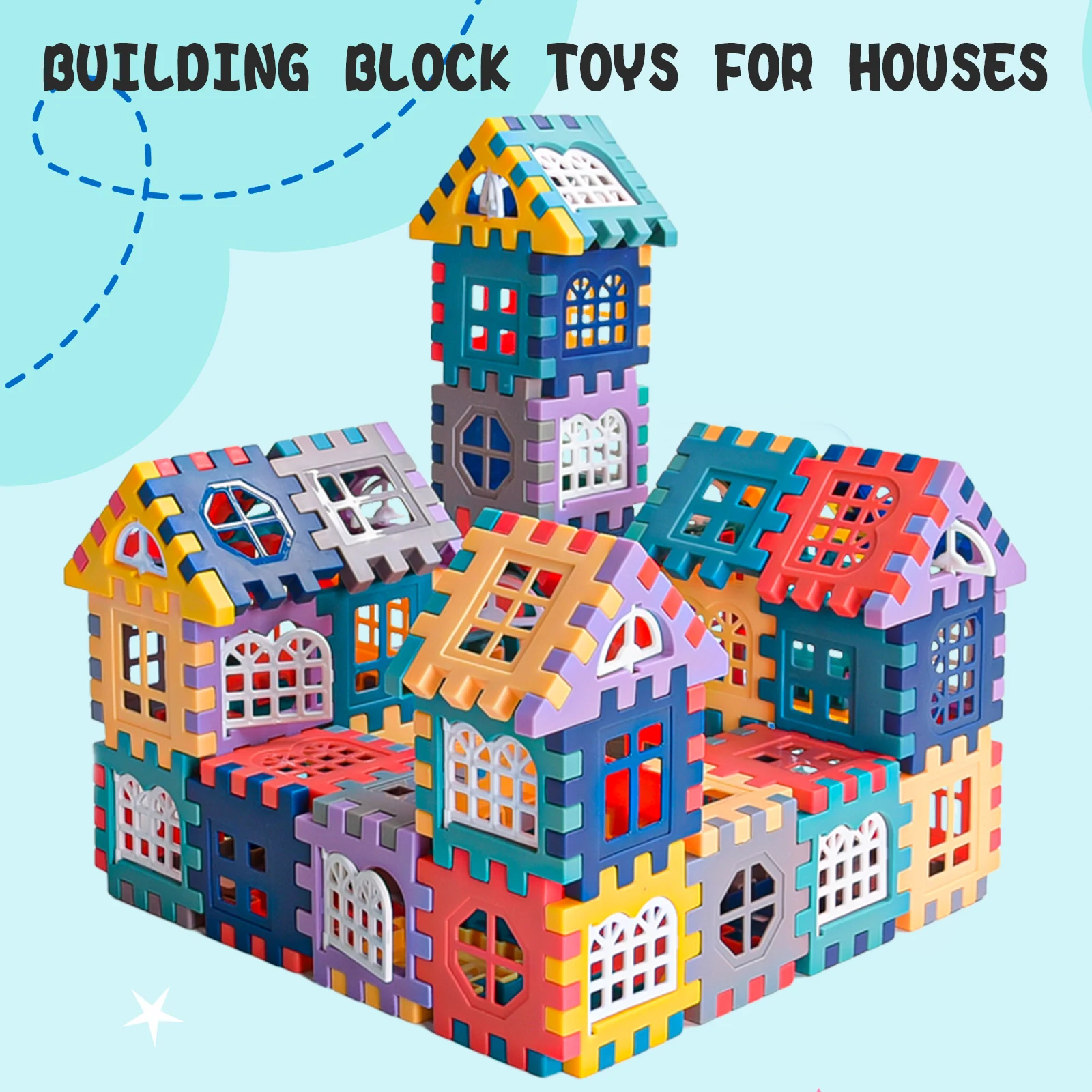 

Large scale house building block simulation window design, kindergarten construction, creation of boys and girls large house bui