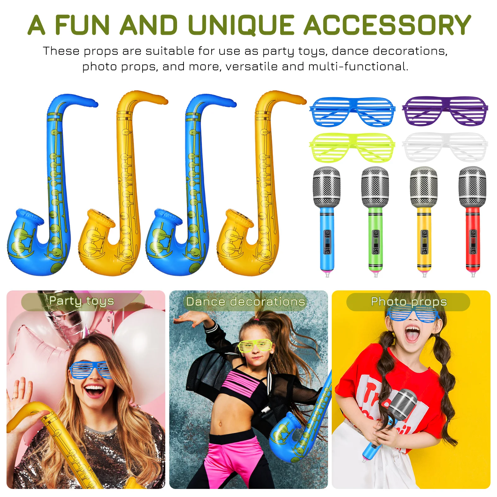 

Inflatable Saxophone Interactive Props Music Party Decorations Vintage Rock Instruments Toys