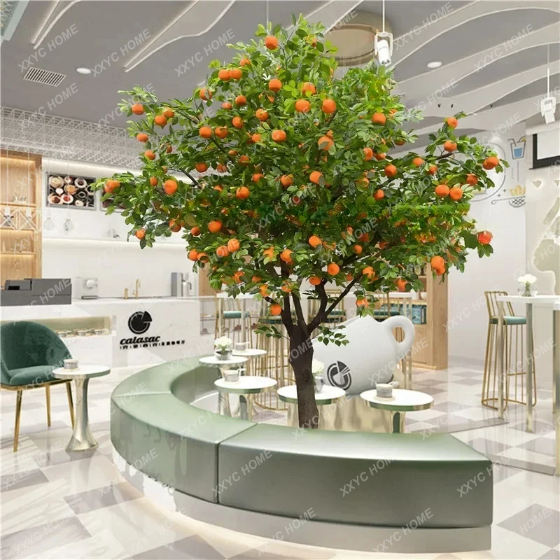 Artificial fruit tree hawthorn lemon apple cherry persimmon orange tree solid wood interior decoration tree