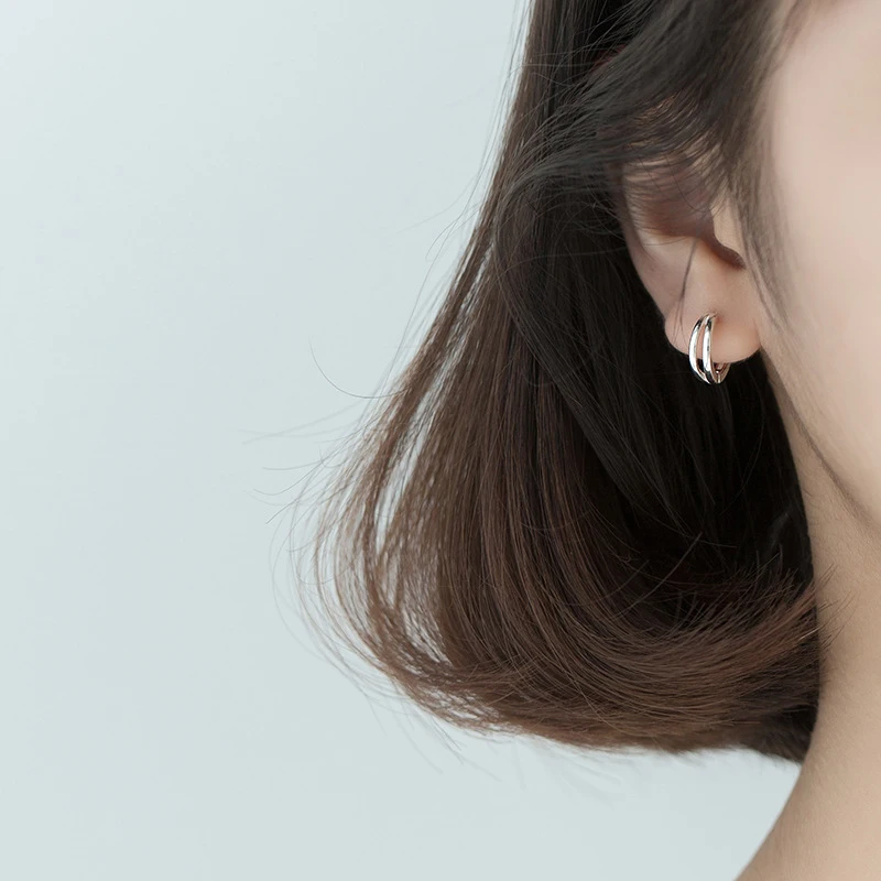 Modian Charm Genuine Sterling Silver 925 Hoop Earrings for Women Line Tiny Ear Hoops Fashion Fine Female Jewelry Brincos  2020