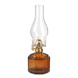 Glass Kerosene Lamp Outdoor Windproof Indoor Traditional Lighting Fixture Accessories Large Capacity Polygonal Lampshades