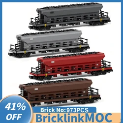 NEW 973PCS city industrial MOC 4 axles Dump Bulk Freight wagon Cargo Train Car model DIY creative ChildToy Gift technology Block