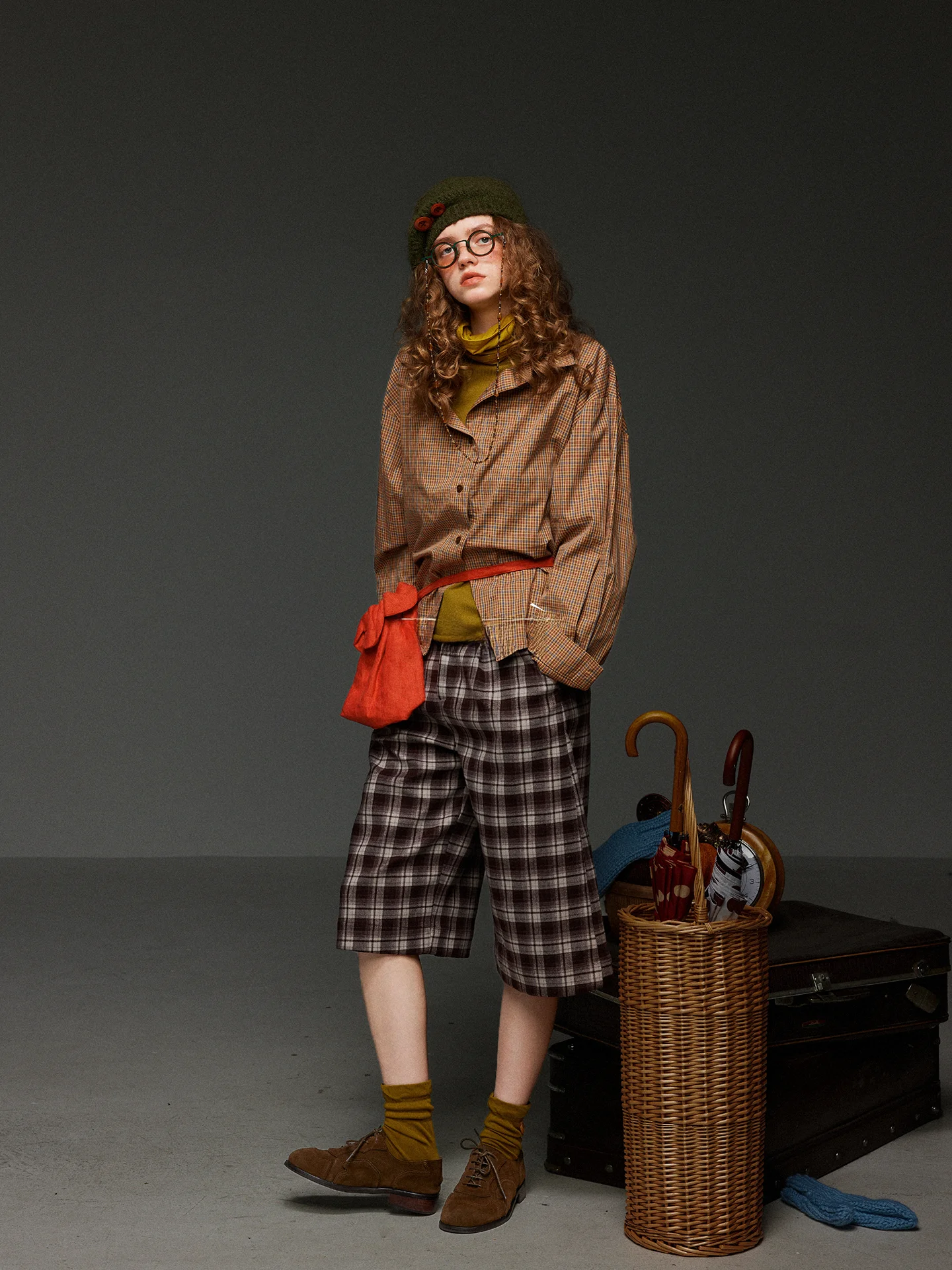 

Ретро-рубашка в клетку с длинным рукавом, свободного кроя, для женщин, повседневная, универсальная, для работы, для многослойных образов, осенняя, дышащая