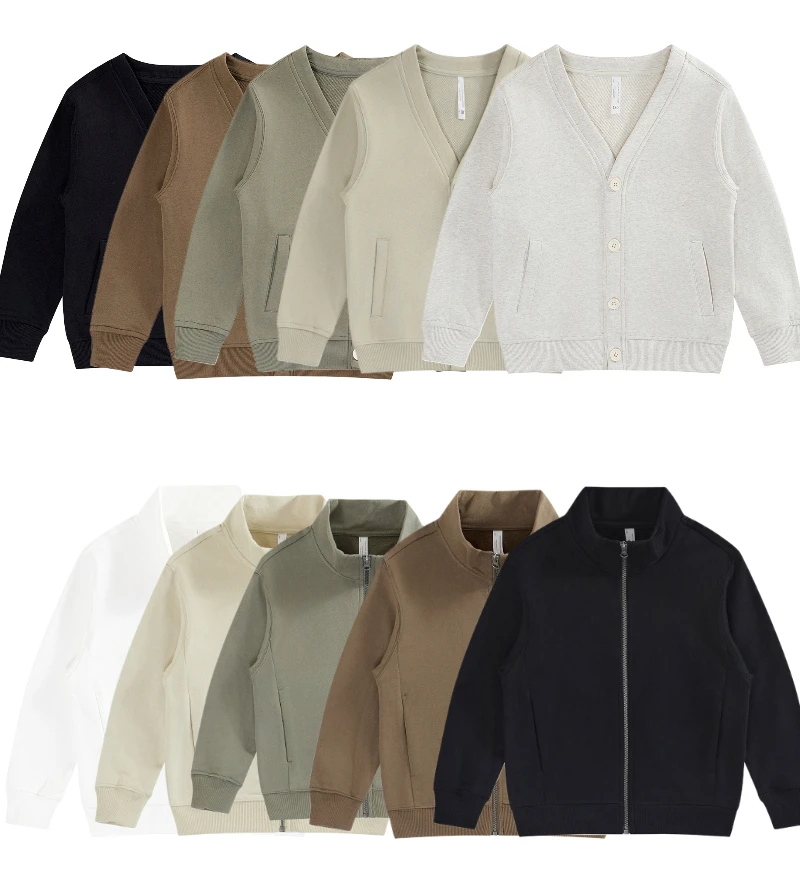 

330 г хлопковый детский свитшот на молнии для мальчиков и девочек, повседневная куртка, однотонный спортивный пуловер, школьная верхняя одежда для детей-подростков, От 8 до 10 лет