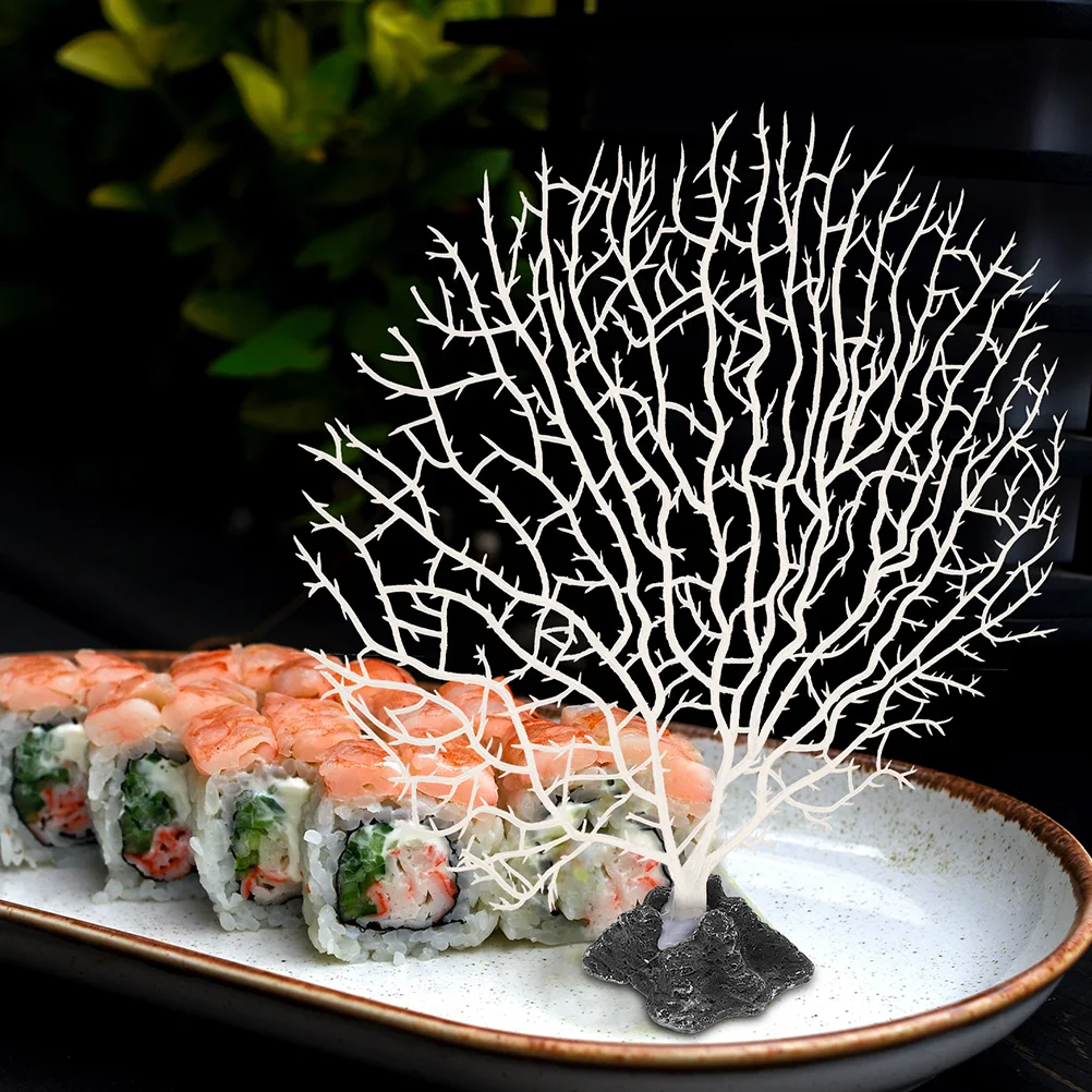 

2pcs Simulated Plate Decor Fake Plant Ornament For Sashimi Dish Ice Tray Restaurant Supply Kitchen Bar Tool