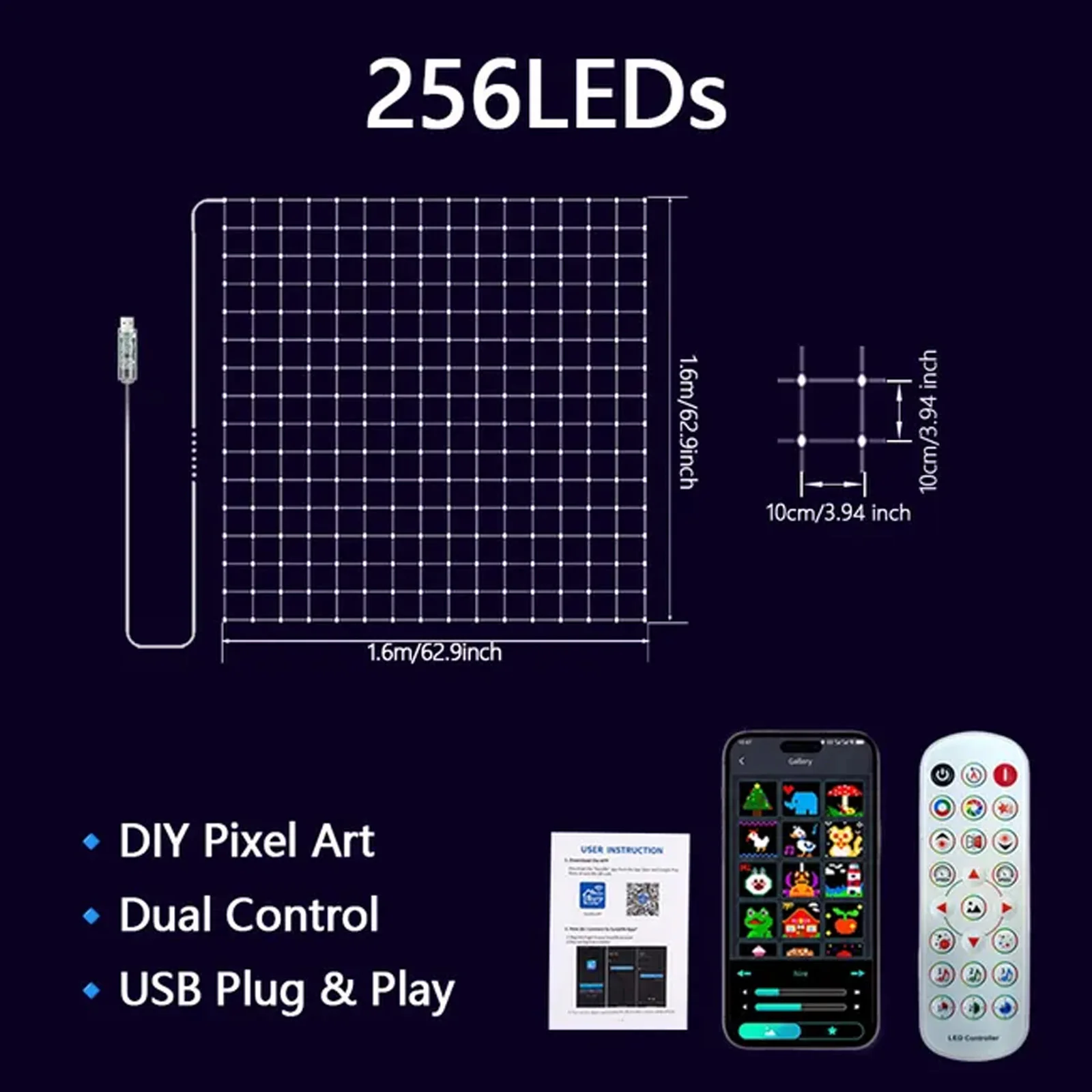 APP Controlled RGBIC LED Grid Screen String Lights, Outdoor DIY Pixel Lamp, Balcony Garden Xmas Christmas Decor