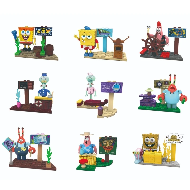 6 pz/set SpongeBob SquarePants Lucky Surprise Blind Box Figura Genuino Regalo Dei Bambini Giocattolo Personaggi Anime Patrick Modello Blocco