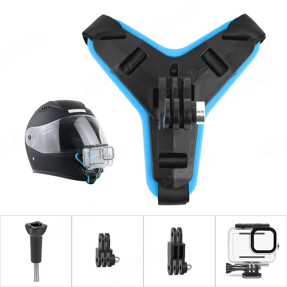 حزام تثبيت خوذة دراجة نارية ، ذقن أمامي قابل للفلودبل ، GoPro 12 ، 11 ، 10 ، 9 ، 8 ، DJI Osmo العمل 3 ، 4 ، Insta360 ، X3 ، Go 3 الملحقات