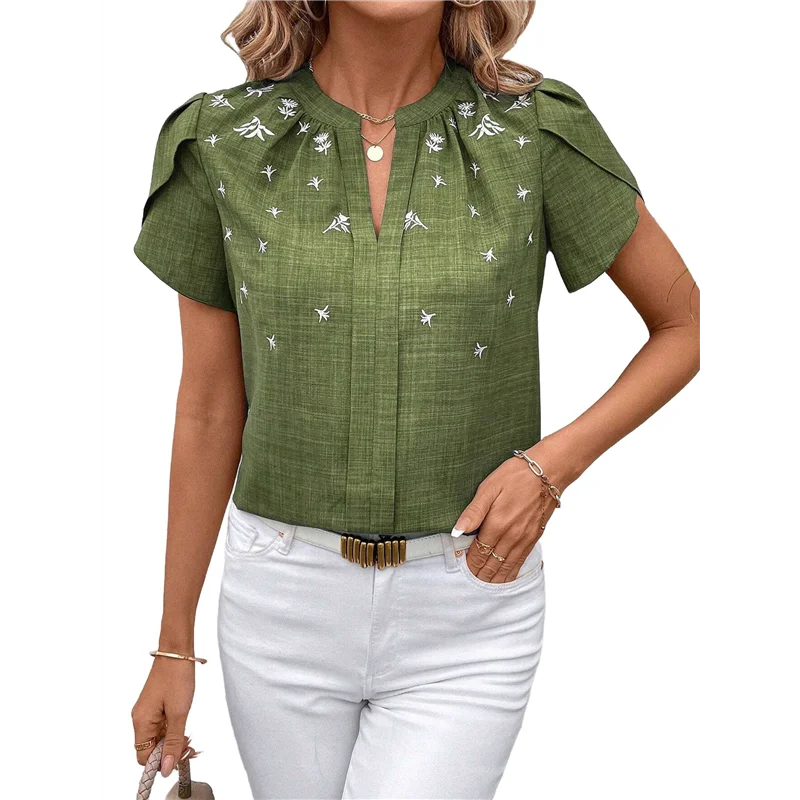 

ABRT-Womens Summer V Neck Short Sleeve Tops Dressy Elegant Casual Shirts