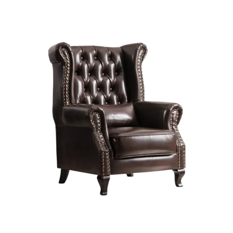 

Single sofa leather living room small apartment master bedroom office casual retro leather sofa chair