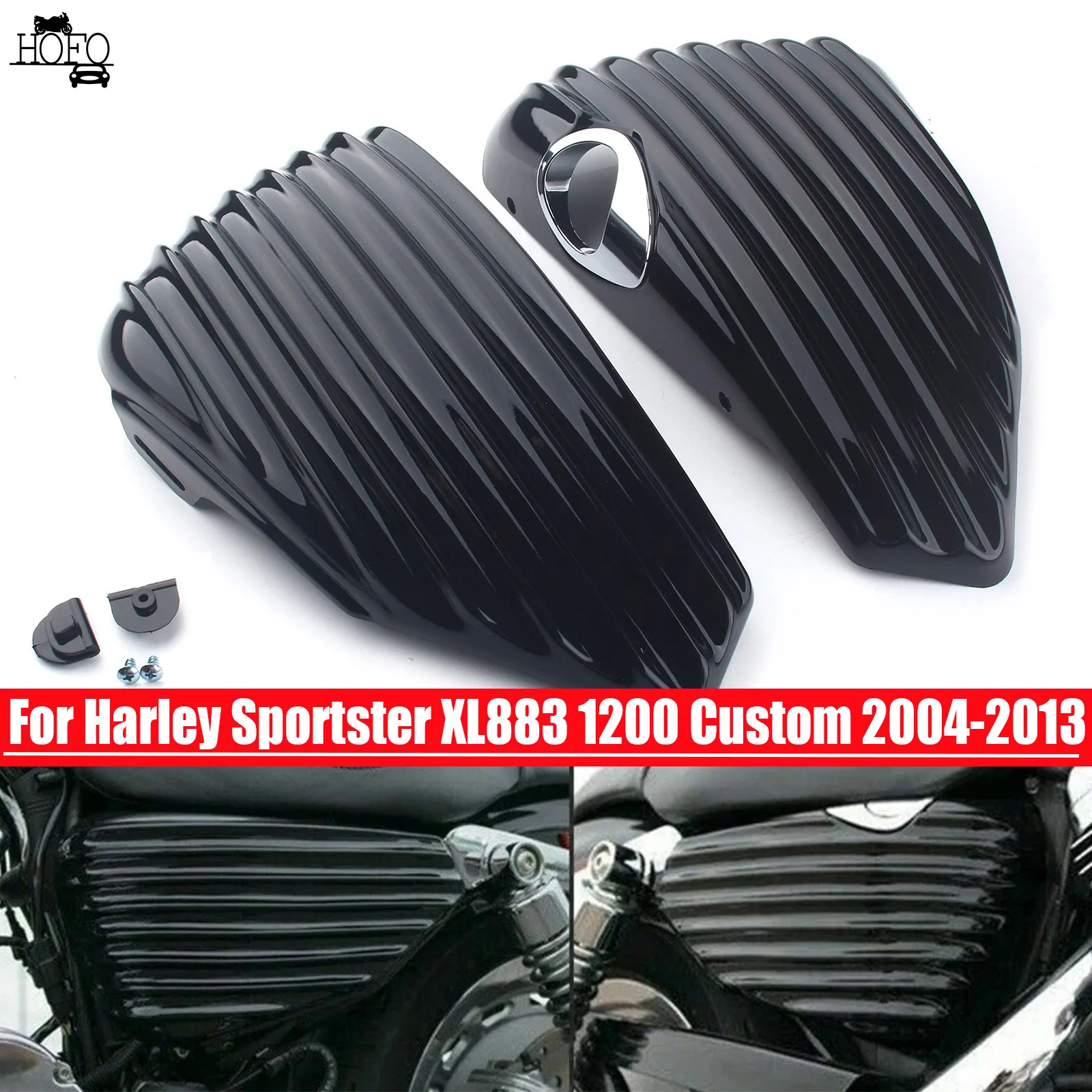 

Left&Right Moto Fairing Battery Cover Guard For Harley Sportster XL883 1200 Custom 2004-2013 Sportster Models