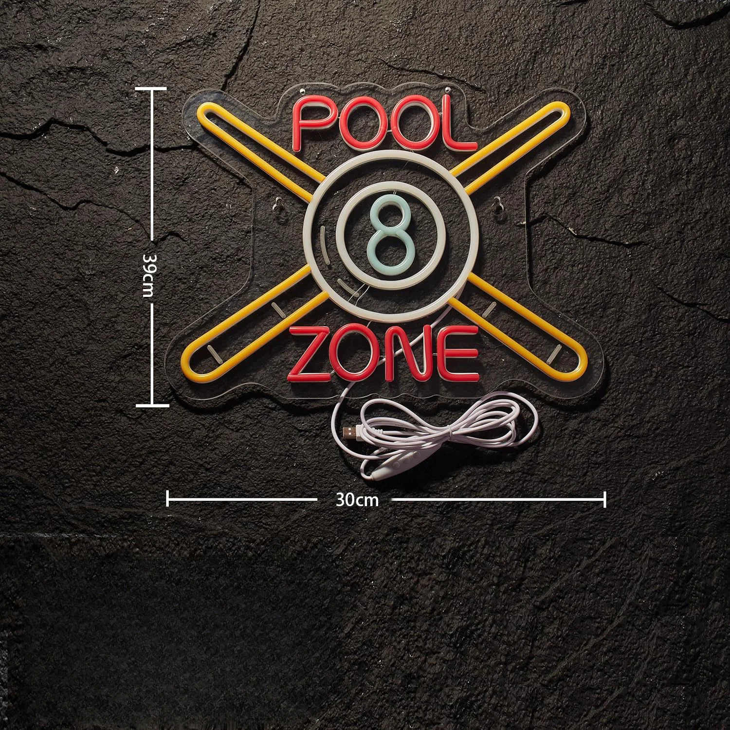 لافتة نيون لمنطقة المسبح لديكور الحائط ، مصباح LED قابل للإضاءة ، تعمل بمنفذ USB ، للأعمال