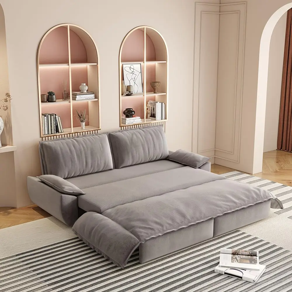 

Sleeper Sofa Bed Queen Size, 3in1 Convertible Couch, Modern Pull Out Couches, Comfy Velvet Futon Sofa, Cloud Loveseat Lounge, P