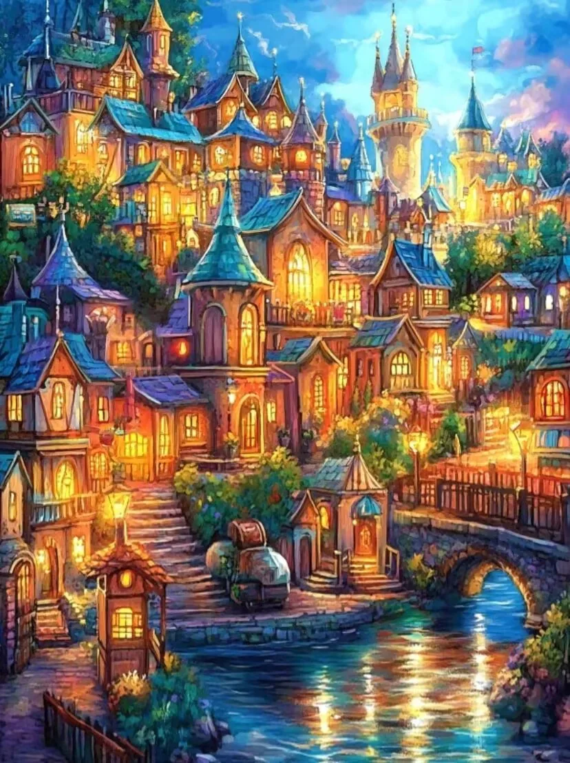 

9ct 60x80 см ночной город вышивка крестиком DIY печатные наборы набор для рукоделия домашний декор ремесла новый