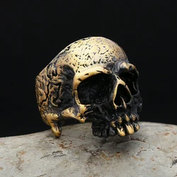 Gothic Punk Brass Skull Rings Hip Hop Rock Vintage Personality Skeleton Ring For Men Women Locomotive Biker Jewelry Dropshipping