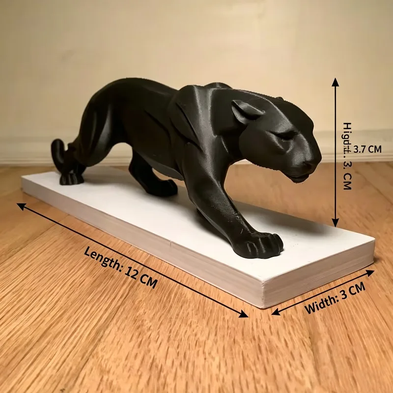 3D Printed Black Panther Statue Geometric Animal Sculpture Modern Tabletop Ornament Office Desk Living Room Home Decor