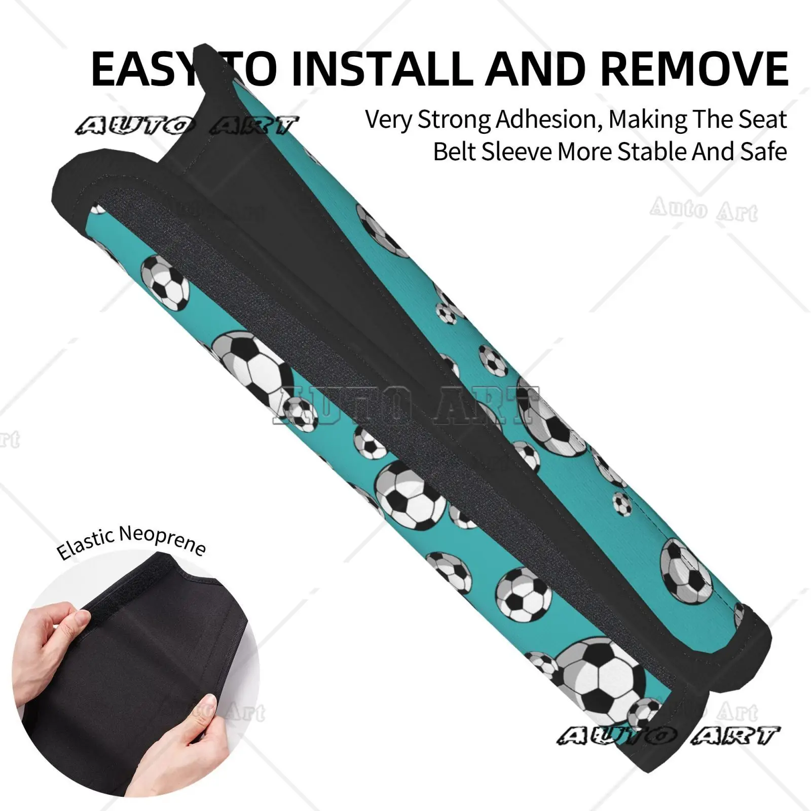 Football Pattern Car Seat Belt Cushion 2-piece Set Shoulder Protection Comfortable Seat Belt Shoulder Strap Luggage Strap
