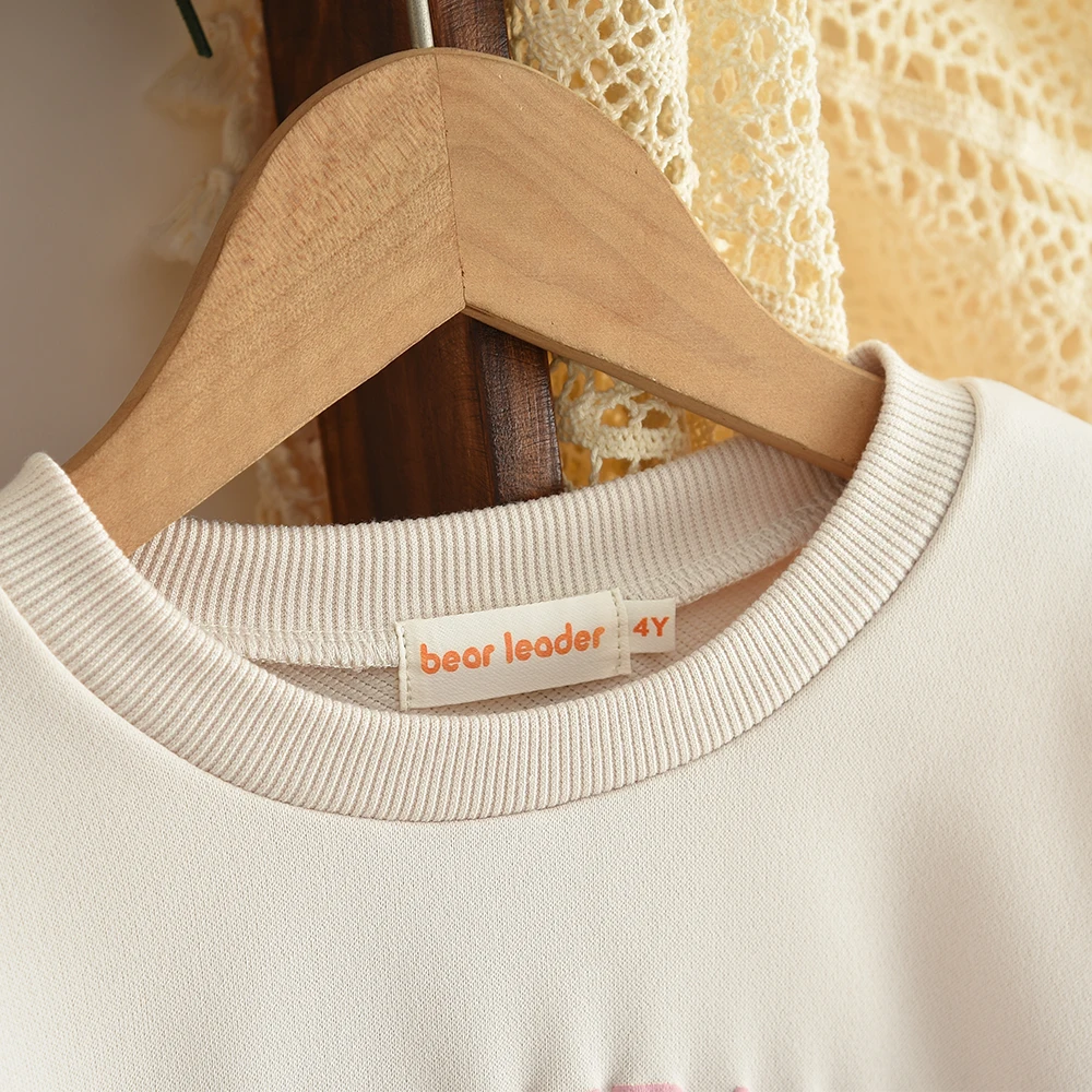 2025 الربيع والخريف طويلة الأكمام الفتيات مجموعة رسالة قميص مطبوع + بلون جرس أسفل السراويل الوردي ملابس الأطفال غير رسمية #3