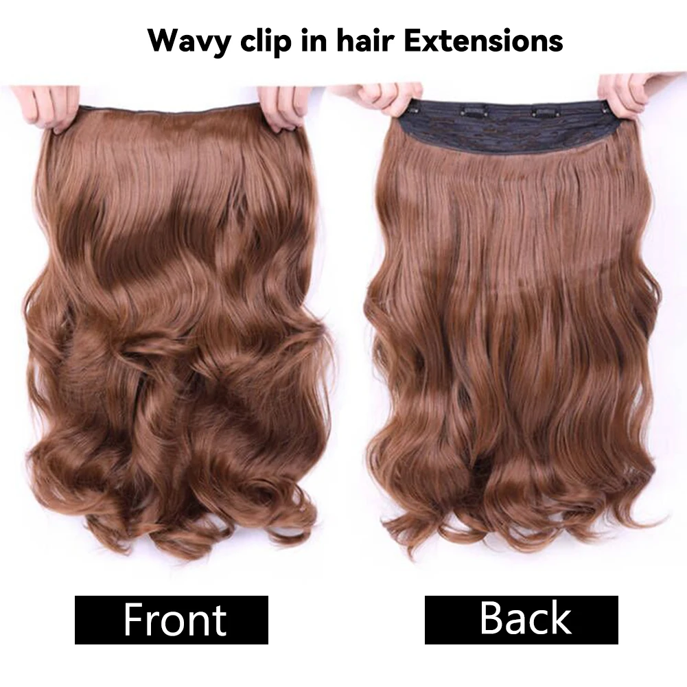 SAMBRAID Clip in Hair Extensions 24inch Long Wavy Hair Extensions Natural Thick Curly Wavy Synthetic Hair pieces for Women Girls