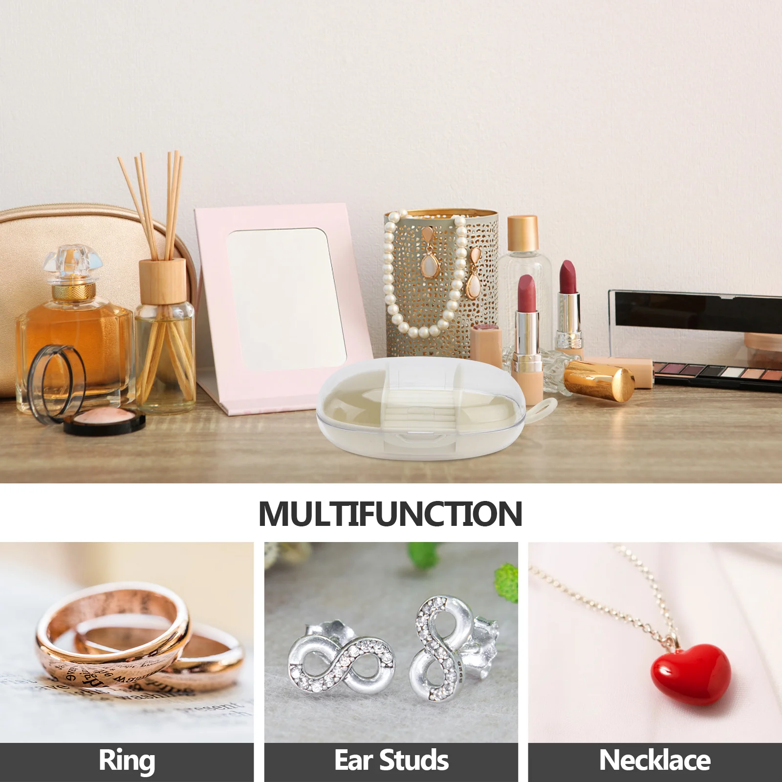 

1Pcs Exquisite Jewelry Box Premium Material Travel Earring Case Transparent Lid Design Jewelry Box Earring Case