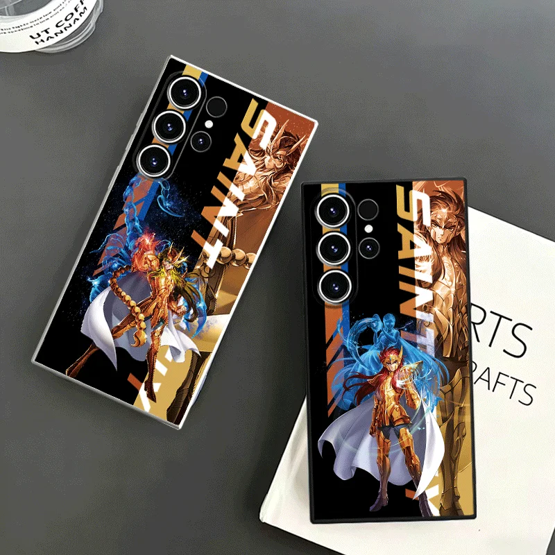 Anime S-Saint S-Seiya Soft Phone Case For Samsung S24 S25 S26 Ultra S23 S22 Plus S21 S20 FE Edge + Black White Couple Cover